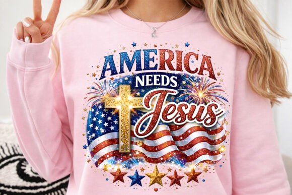 America Needs Jesus PNG: Christian Graphics for T-Shirt Designs