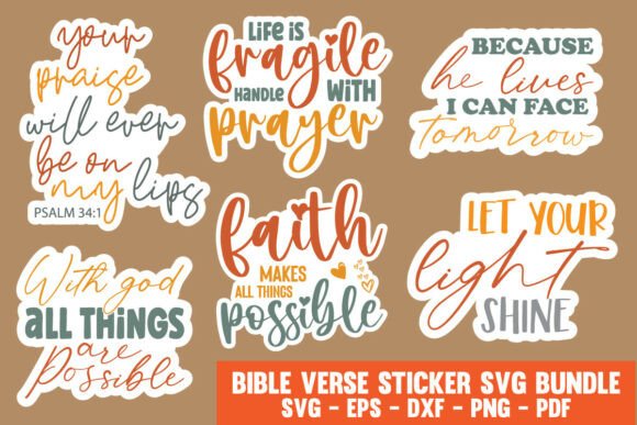 Christian Bible Verse Sticker SVG Bundle Graphics