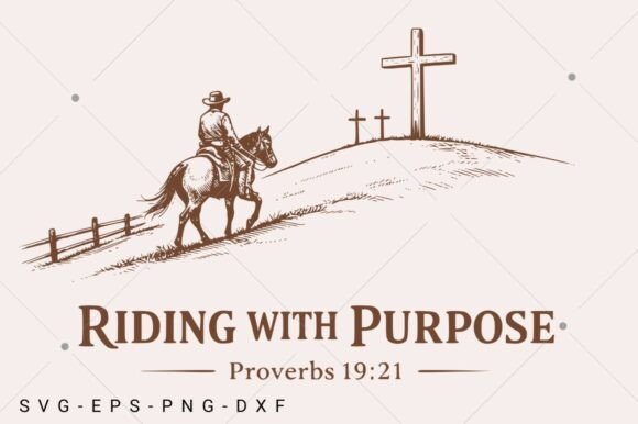 Riding with Purpose Cowboy Christian SVG for T-Shirt Graphics & Digital Products