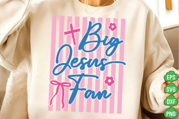 Striped Big Jesus Fan PNG & T-Shirt Graphics
