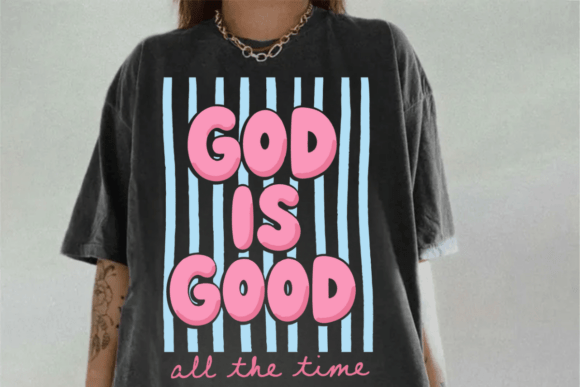 Striped God is Good PNG Preppy Christian Graphics for T-Shirt Designs