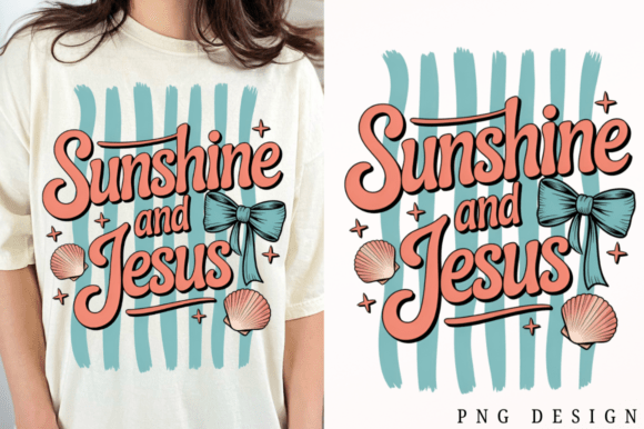 Sunshine and Jesus Beach Quote Art PNG for T-Shirt Designs & Brand Graphics